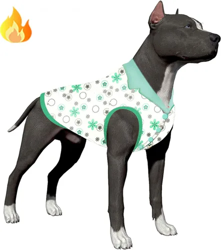 Miniatura 17 de LovinPet Chaqueta para mastín, ropa de invierno ligera de franela mejorada, tela agradable a la piel, ropa fina con estampado de leopardo rosa
