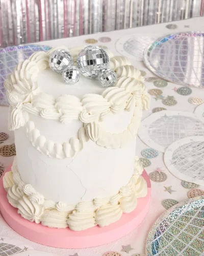 Miniatura 6 de xo, Fetti Decoración para pastel de bola de disco – 4 piezas Suministros de cumpleaños de Eras, decoración de pastel de cumpleaños, última