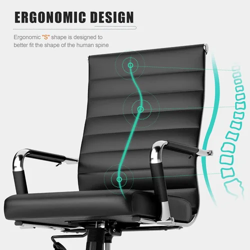 Miniatura 4 de Okeysen Office Desk Chair, Ergonomic Leather Modern Conference Room Chairs, Executive Ribbed Height Adjustable Swivel Rolling Chair for Home Office