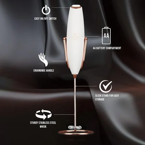 Miniatura 180 de Zulay Milk Boss Espumador de leche potente manual, hace espuma para latte, batidor para mezclar bebidas, café, miniespumador para capuchino, frappé