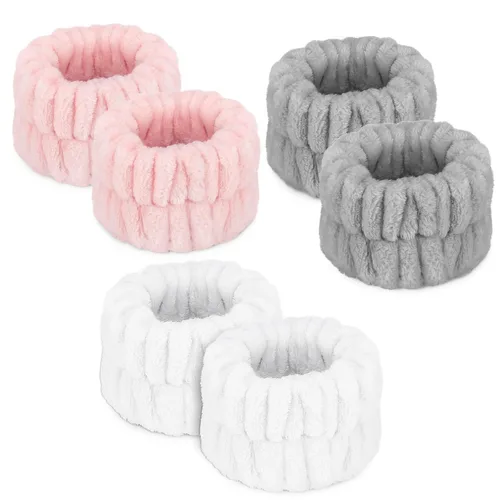 Miniatura 15 de Bandas de toalla de microfibra para spa de muñeca - Muñequeras absorbentes para lavado facial para niñas para evitar que el agua se derrame por