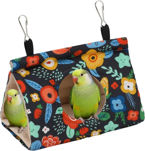 Miniatura 20 de Rypet Casa de nido de pájaros cálida para invierno, hamaca colgante de terciopelo, jaula de felpa mullida para pájaros escondidos, cama para dormir