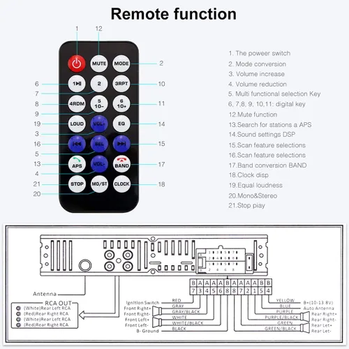 Miniatura 7 de PolarLander Radio de coche audio USB/SD/MP3 receptor Bluetooth manos libres con control remoto negro 1 DIN