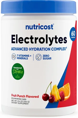 Miniatura 6 de Nutricost Electrolitos en Polvo Complejo (60 Porciones, Frambuesa Azul) - Mezcla de Bebida Suplemento de Hidratación con Vitaminas y Minerales