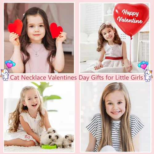 Miniatura 2 de Lanqueen - Collar con colgante de gato, joyería para mujeres y niñas, amantes de los gatos, collar con 18 + 2.4 pulgadas de cadena