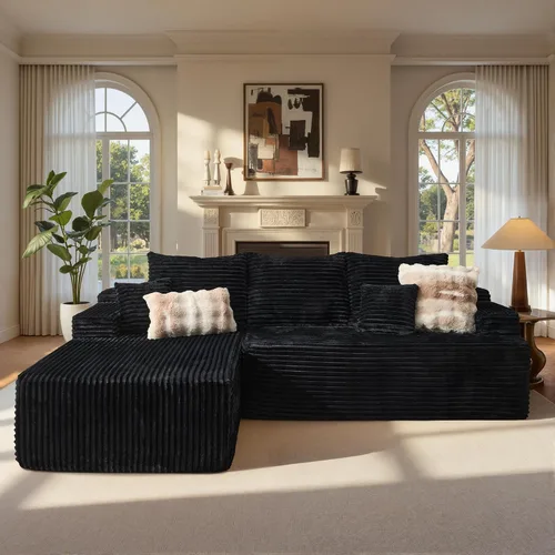 Miniatura 19 de ovios Sofá seccional Cloud de 96 pulgadas con chaise en forma de L, sofá modular moderno con asiento profundo, sofás tapizados para sala de estar