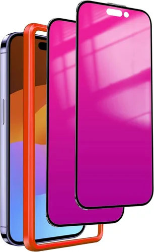 Miniatura 14 de Paquete de 2 protectores de pantalla de privacidad para iPhone 11 Pro Max/XS Max, vidrio templado antiespía, efecto espejo colorido degradado