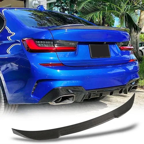 Alerón de maletero de fibra de carbono compatible con BMW G20 Serie 3 2019-2025 y G80 M3, tapa trasera para maletero Highkick Wing Lip 330i 330e