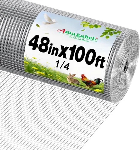 Miniatura 6 de Amagabeli Ture - Cercas de alambre de pollo de calibre 19, 1/2 pulgada, 16 pulgadas x 6 pies, alambre soldado extra grueso galvanizado doble