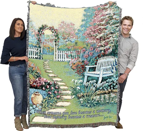 Miniatura 12 de Pure Country Weavers Manta con texto en inglés "I Am The Gentle Breeze Upon Your Face" con diseño de flores, para regalo de duelo y condolencia