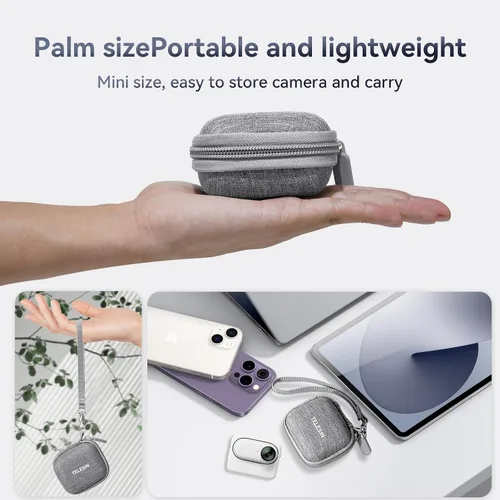 Miniatura 7 de TELESIN Funda pequeña mini para Insta360 GO3 Go2 DJI Osmo Action 4 Action 3 Camera, funda protectora de transporte también compatible con GOPRO Hero