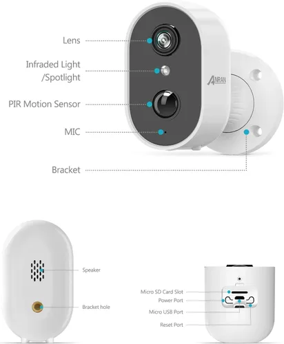Miniatura 8 de Cámaras de seguridad ANRAN inalámbricas para exteriores, cámara de seguridad para el hogar de 2K 3MP alimentada por batería con detección de Cámara