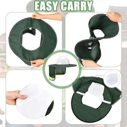 Miniatura 5 de SATINIOR 2 parasoles para sombrero duro, visera de malla de ala completa de alta visibilidad, protección para el cuello, banda reflectante, bandana