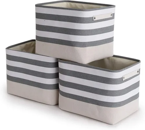 Miniatura 69 de TheWarmHome Contenedores de almacenamiento para estantes, tamaño mediano, 3 unidades, 13.8 pulgadas de largo x 9.8 pulgadas de ancho x 6.7 pulgadas