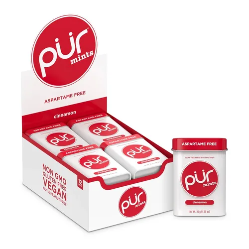Miniatura 19 de PUR Mentas Mentas para aliento fresco sin aspartame Elaboradas con xilitol Sin azúcar, veganas, sin gluten Sabor natural a menta piperita