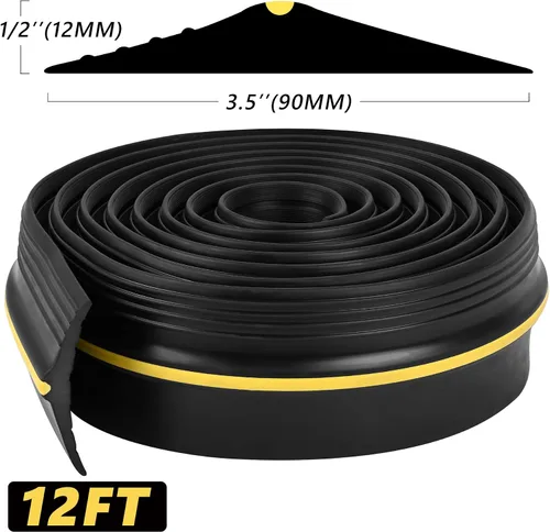 Miniatura 2 de MYFAMIREA Tira de sello de umbral inferior de puerta de garaje de 12 pies con adhesivo y sellador negro de 10.1 fl oz, sello universal de goma