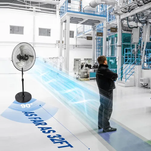 Miniatura 6 de Xcity Ventilador de pie de 18 pulgadas, ventilador de pedestal oscilante industrial de alta velocidad máximo de 3100 CFM con inclinación de 90°