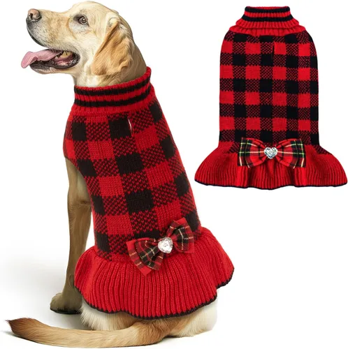Miniatura 24 de KYEESE Suéter para Perros para Perros Pequeños, abrigos cálidos para mascotas, ropa para perros de otoño e invierno, vestido con agujero para la 06#