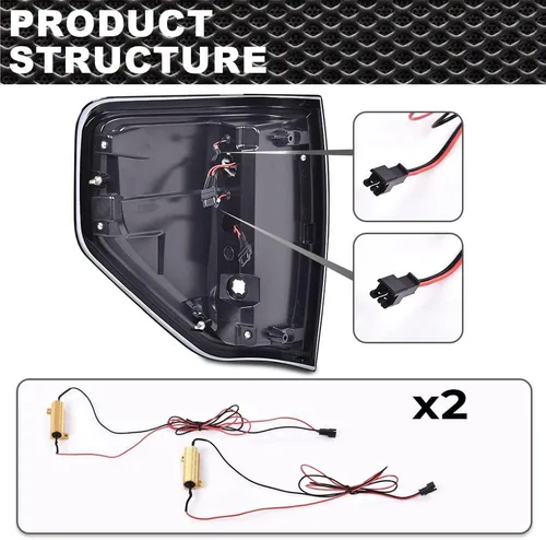 Miniatura 8 de CROSSDESIGN Luces traseras LED para Ford F150 2009-2014, conjunto de luz de freno con arnés de cableado sin bombillas lado izquierdo y derecho