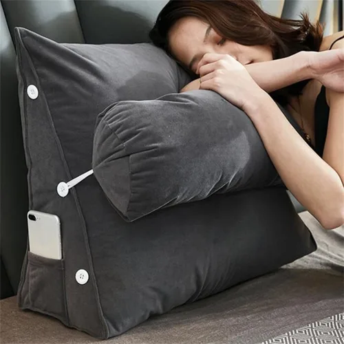 Miniatura 4 de Almohada triangular para lectura y dormir en forma de cuña con almohada ajustable para el cuello, soporte para cuerpo, espalda, lumbar, uso en cama