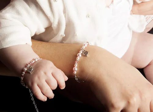 Miniatura 2 de Crystal Dream - Pulsera de plata con diseño de corazón de gran hermana con perlas de imitación de Swarovski rosadas (BBSM)