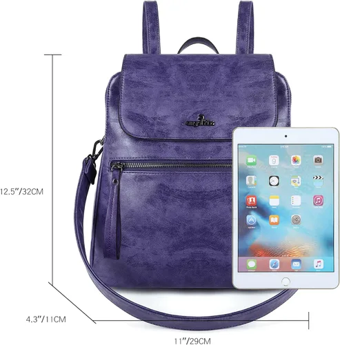 Miniatura 4 de Angel Kiss Backpack Purse for Women Casual Fashion Vegan Leather Shoulder Bag Ladies Zipper Magnetic Flap Backpack