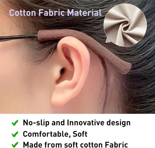 Miniatura 6 de Cojines para las orejas para lentes con tela de algodón, puntas de retenedor de gafas de punto suave, almohadillas elásticas antideslizantes