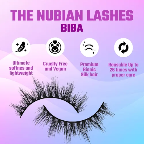 Miniatura 3 de Juvia's Place Nubian Lashes Biba - Extensión de pestañas para uso diurno o nocturno, pestañas de visón veganas, pestañas esponjosas sin crueldad