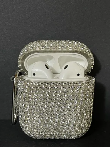 Miniatura 2 de Funda protectora para Airpods con diamantes, estuche de carga para Airpods con purpurina, lindo accesorio para Airpods, estuche rígido portátil