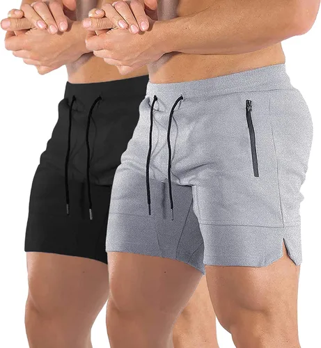 EVERWORTH - Shorts de entrenamiento para hombre, pantalones cortos de entrenamiento ajustados para correr, con bolsillo con cremallera, en 3 colores