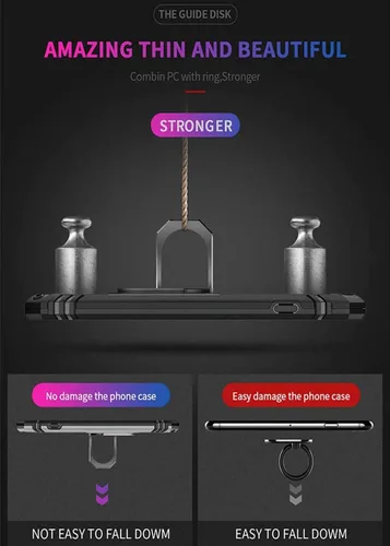 Miniatura 4 de YaHan Funda para Xiaomi Redmi 8A / Redmi 8, anillo giratorio de 360 grados, soporte híbrido, resistente, de doble capa, a prueba de golpes, con Negro