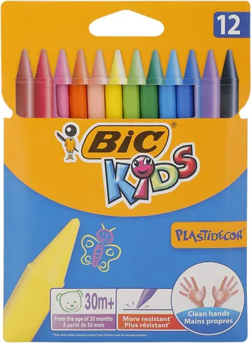 Bic Kids Plastidecor - Crayones de colores duros, de larga duración, afilables, vívidos, surtidos, Ref 829770 [paquete de 12]