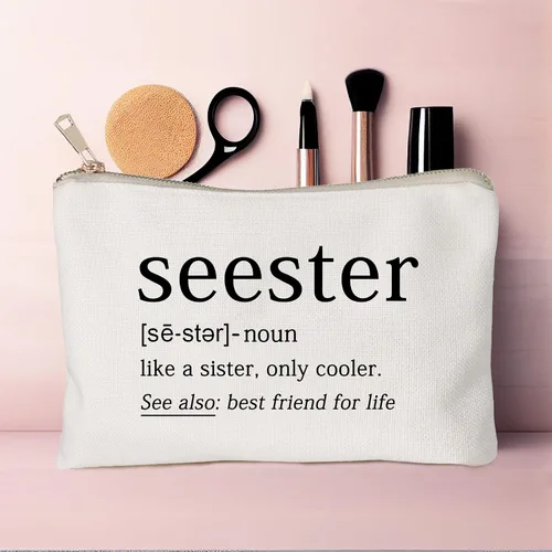 Miniatura 6 de Seester Like A Sister Only Cooler Seester Definition Funny Sister Cosmetic Bag Best Friend Gift Bestie Makeup Bag Funny Saying Travel Bag Best