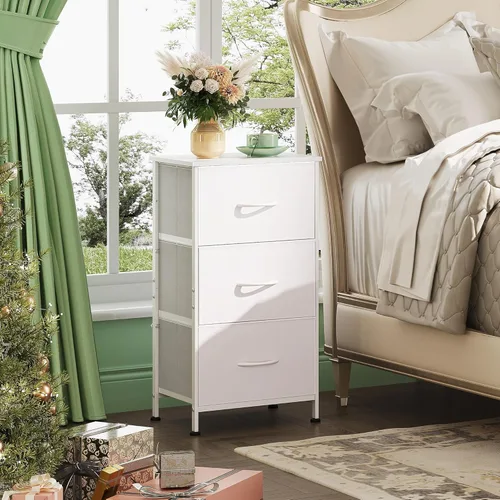 Miniatura 2 de WLIVE Mesita de noche con 3 cajones, cómoda de tela, unidad organizadora, cómoda de almacenamiento para dormitorio, pasillo, entrada, armarios