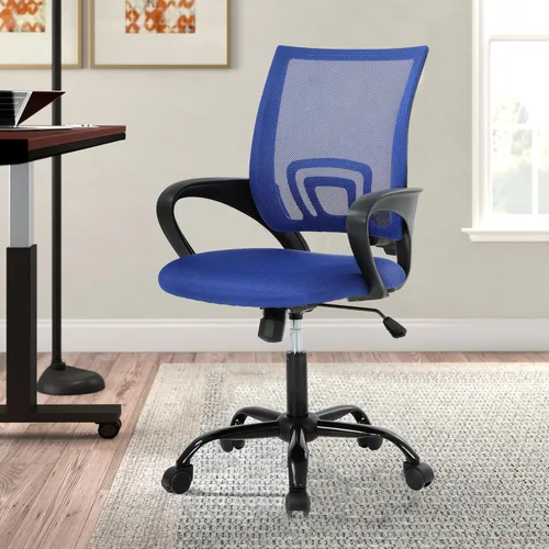 Miniatura 19 de Juego de 2 sillas ergonómicas de escritorio, sillas de oficina de malla para computadora con soporte lumbar y reposabrazos, silla de trabajo Gris