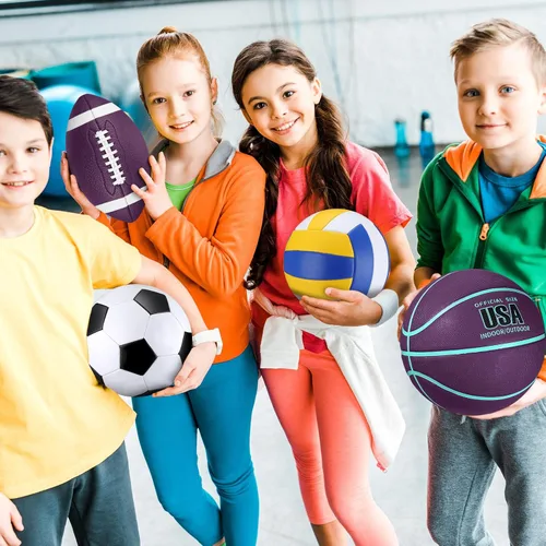 Miniatura 7 de HyDren Juego de 4 pelotas deportivas de tamaño oficial para baloncesto, balón de fútbol, voleibol, con bolsa de transporte y inflador, regalo