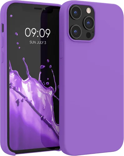 kwmobile Funda compatible con Apple iPhone 12 Pro Max, funda de silicona TPU con acabado suave, color morado orquídea
