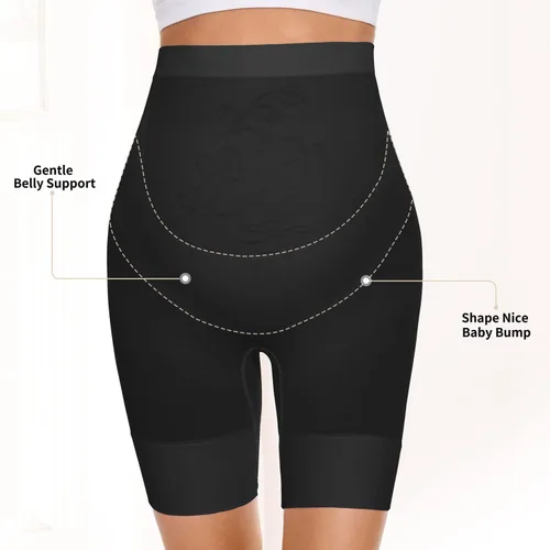 Miniatura 2 de Ropa interior de maternidad sobre el vientre, cintura alta para mujer, a medio muslo para embarazo, sin costuras, pantalones cortos para debajo