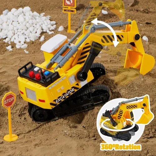 Miniatura 2 de JOYIN Paquete de 3 Juguetes de Construcción - Excavadora, Camión Volquete y Cargadora, Garra Móvil y Elevación Trasera, Juguete de Camión