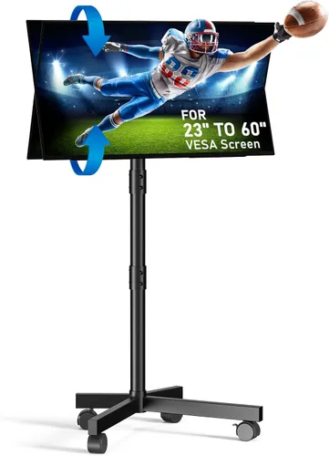 Miniatura 8 de Soporte de TV móvil para TV de 23 a 60 pulgadas LCD LED OLED de pantalla plana con pantalla curva hasta 88 libras, inclinación y altura ajustable