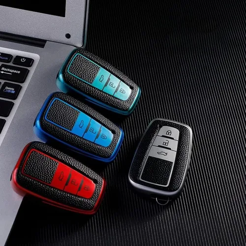 Miniatura 6 de DOUKI Funda de cuero TPU para llave de coche, para Toyota Camry Corolla Prius CHR C-HR RAV4 Hybryd Altis Land Cruiser Prado Sedan 2019 Verde F