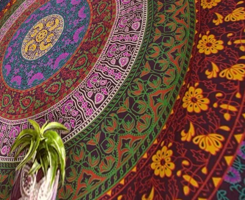 Miniatura 6 de Popular Handicrafts Tapiz redondo para colgar en la pared, diseño de mandala hippie, bohemio, hippie, intrincado, indio, mantel de 70 pulgadas