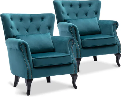 Miniatura 36 de LZAREAL Juego de 2 Sillones de Lectura Accent con Brazos para Sala de Estar, Dormitorio, Sillón de Esquina Cómodo Moderno de Mediados de Siglo, rosa