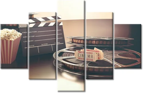 Miniatura 25 de Lienzo decorativo para pared, imágenes de cine, decoración de pared para sala de estar, 5 piezas, concepto de cine, escena, obra de arte, decoración