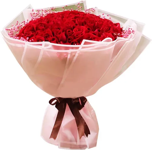 Miniatura 8 de VOWOVOSDAY 20 piezas de papel de regalo de flores rosas, papel de regalo de ramo de flores, papel de regalo floral, impermeable, material de Z- Rosa