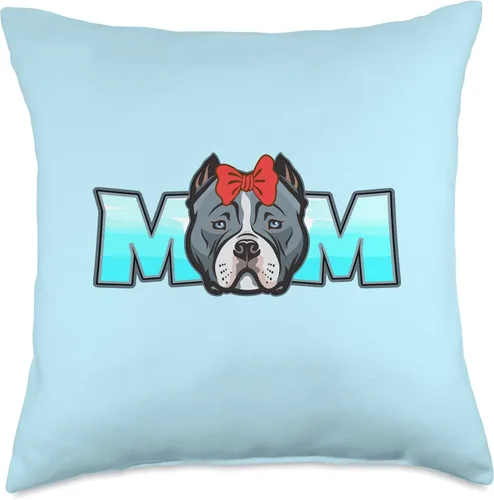 American Bully Bully Mom Dog Owner Pullover DM American Bully Mom - Almohada sin botones, 18 x 18 pulgadas, multicolor