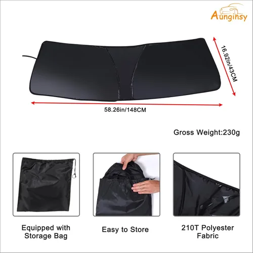 Miniatura 6 de Aunginsy Parasol para parabrisas delantero compatible con Toyota FJ Cruiser 2007-2021, parasol plegable reflectante para rayos UV y protección solar