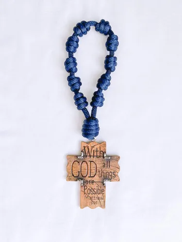 Miniatura 3 de Knots of Grace Pomo de la puerta, rosario, azul marino Decoración colgante católica, bendición para una nueva casa, regalo religioso