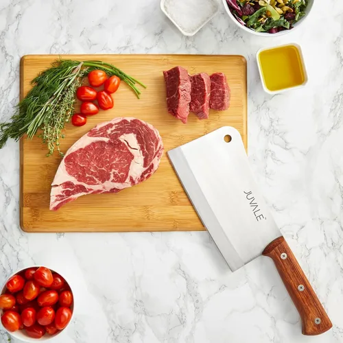 Miniatura 3 de cuchillo de carnicero/picador muy resistente de acero inoxidable - mango de madera sólida - calidad profesional - uso en el hogar y restaurante - 8