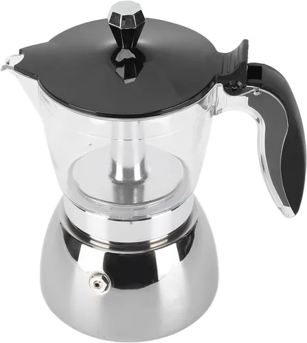 Miniatura 9 de 6 tazas de café de acero inoxidable, prepara italiano clásico con nuestra olla Moka Pot de cristal de primera calidad, diseño octogonal